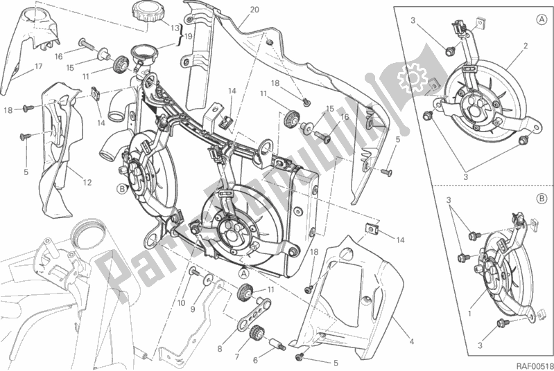 Todas as partes de Refrigerador De água do Ducati Monster 821 Thailand 2017